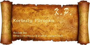 Korbuly Piroska névjegykártya
